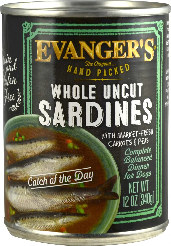 Evanger's Hand-Packed Dog Food Whole Uncut Sardines -- 12 oz