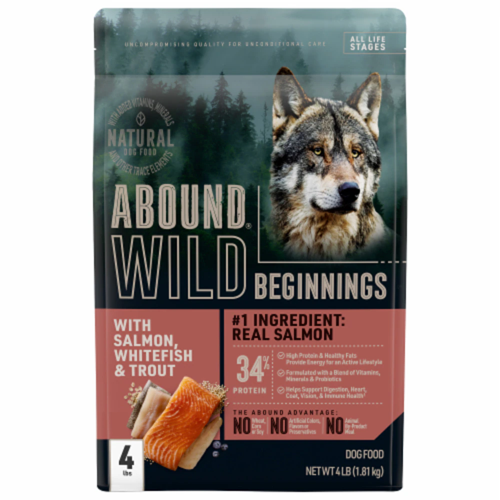 Abound Dry Dog Food Wild Beginnings Salmon Whitefish & Trout -- 4 lbs