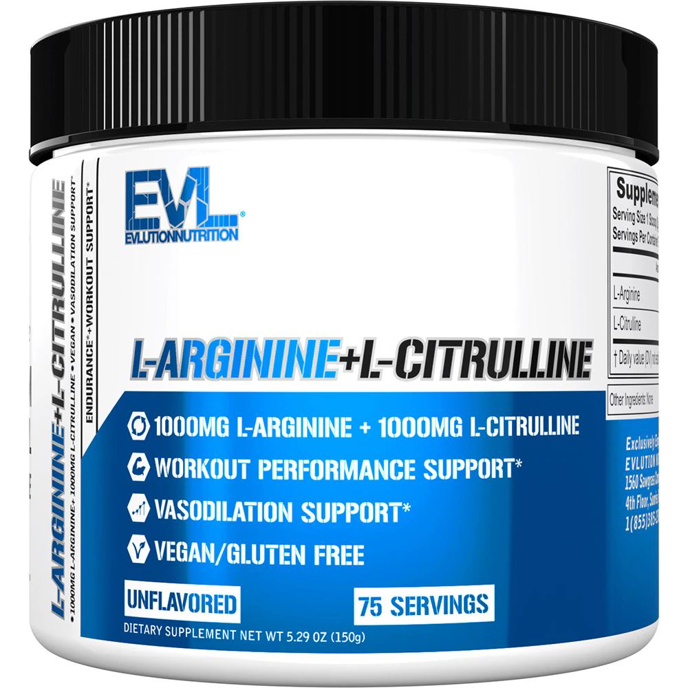 Evlution Nutrition L-Arginine + L-Citrulline Powder Unflavored -- 75 Servings