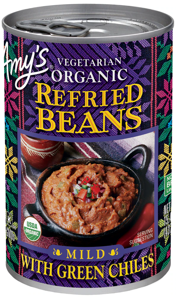 Amy's Organic Vegetarian Refried Beans Mild with Green Chiles -- 15.4 oz