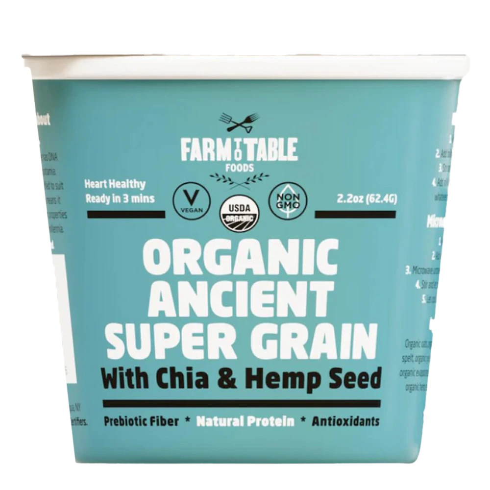 Farm To Table Organic Chia and Hemp Ancient Grain Oatmeal Cup -- 2.2 oz