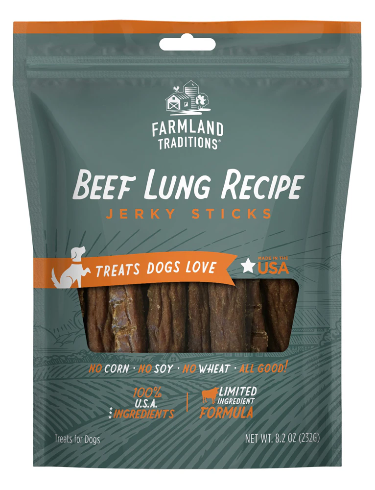 Farmland Traditions Dog Jerky Sticks Beef Lung Recipe -- 8.2 oz