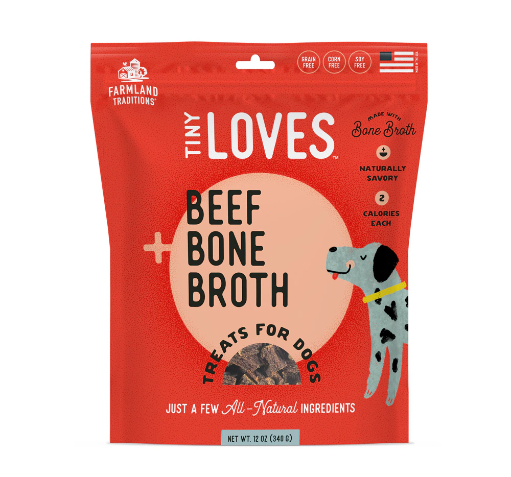 Farmland Traditions Tiny Loves Dog Bone Broth Treats Beef -- 12 oz