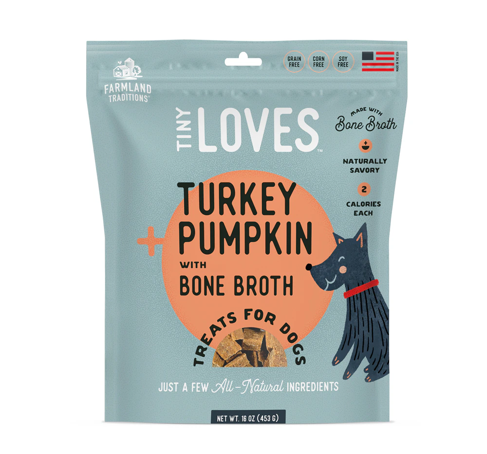 Farmland Traditions Tiny Loves Dog Bone Broth Treats Turkey & Pumpkin -- 12 oz