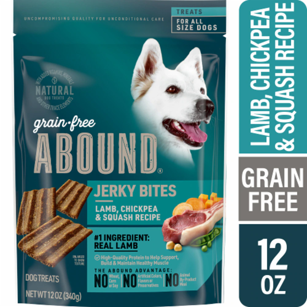 Abound Grain Free Jerky Bites for Dog & Puppy Lamb Chickpea Squash -- 12 oz