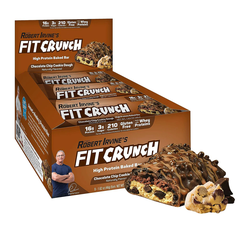 Fitcrunch High Protein Baked Bar Chocolate Chip Cookie Dough -- 9 Bars