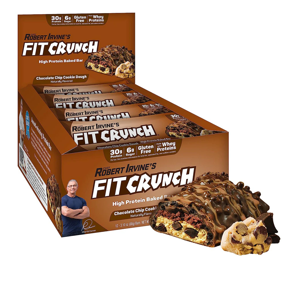 Fitcrunch High Protein Baked Bar Chocolate Chip Cookie Dough -- 12 Bars