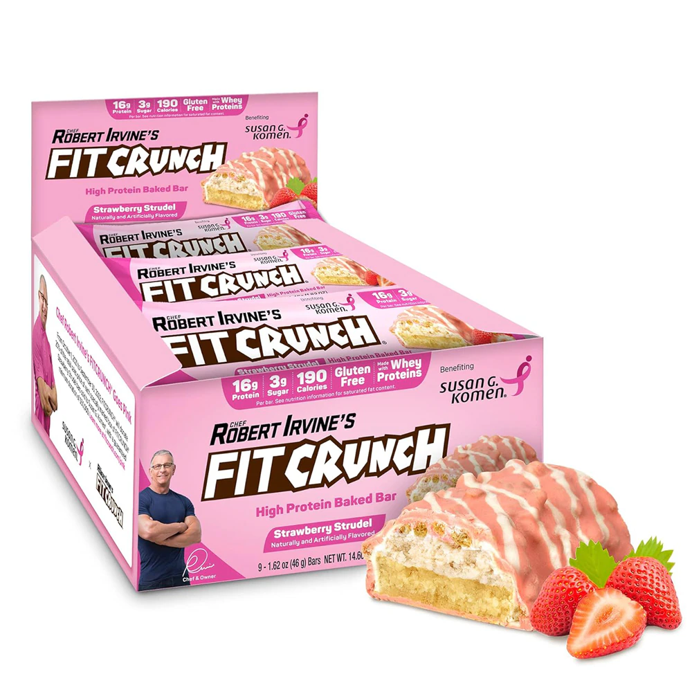 Fitcrunch High Protein Baked Bar Strawberry Strudel -- 9 Bars