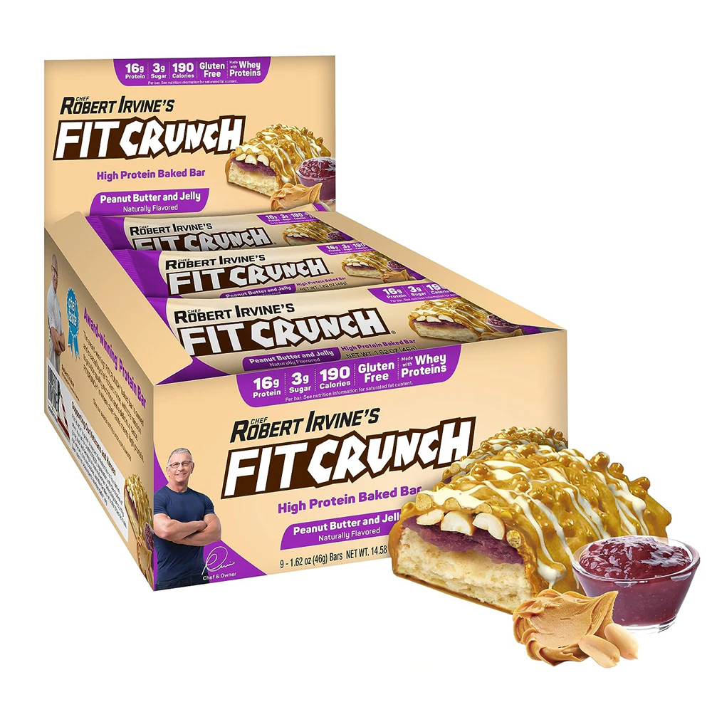 Fitcrunch High Protein Baked Snack Bar Peanut Butter and Jelly -- 9 Bars