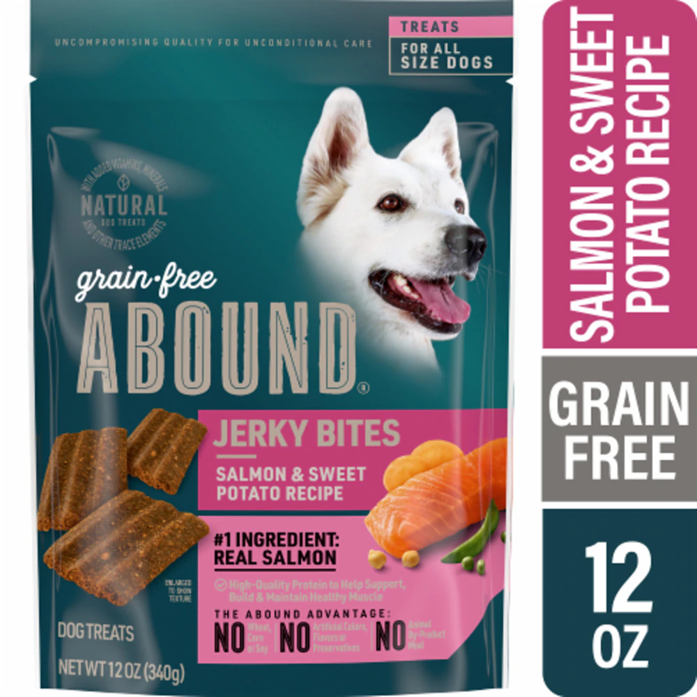 Abound Grain Free Jerky Bites for Dog & Puppy Salmon & Sweet Potato -- 12 oz