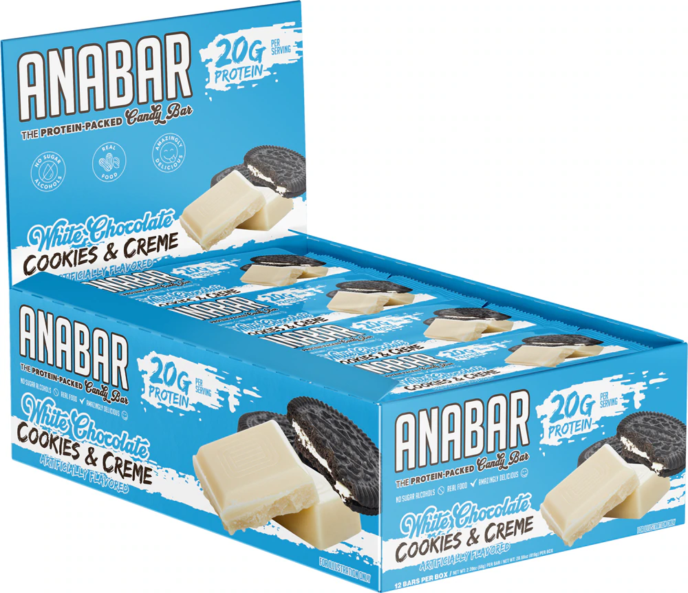 Anabar Protein Bar White Chocolate Cookies & Cream -- 12 Bars