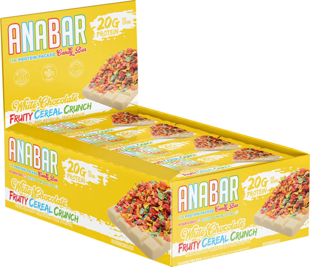 Anabar Protein Bar White Chocolate Fruity Cereal Crunch -- 12 Bars