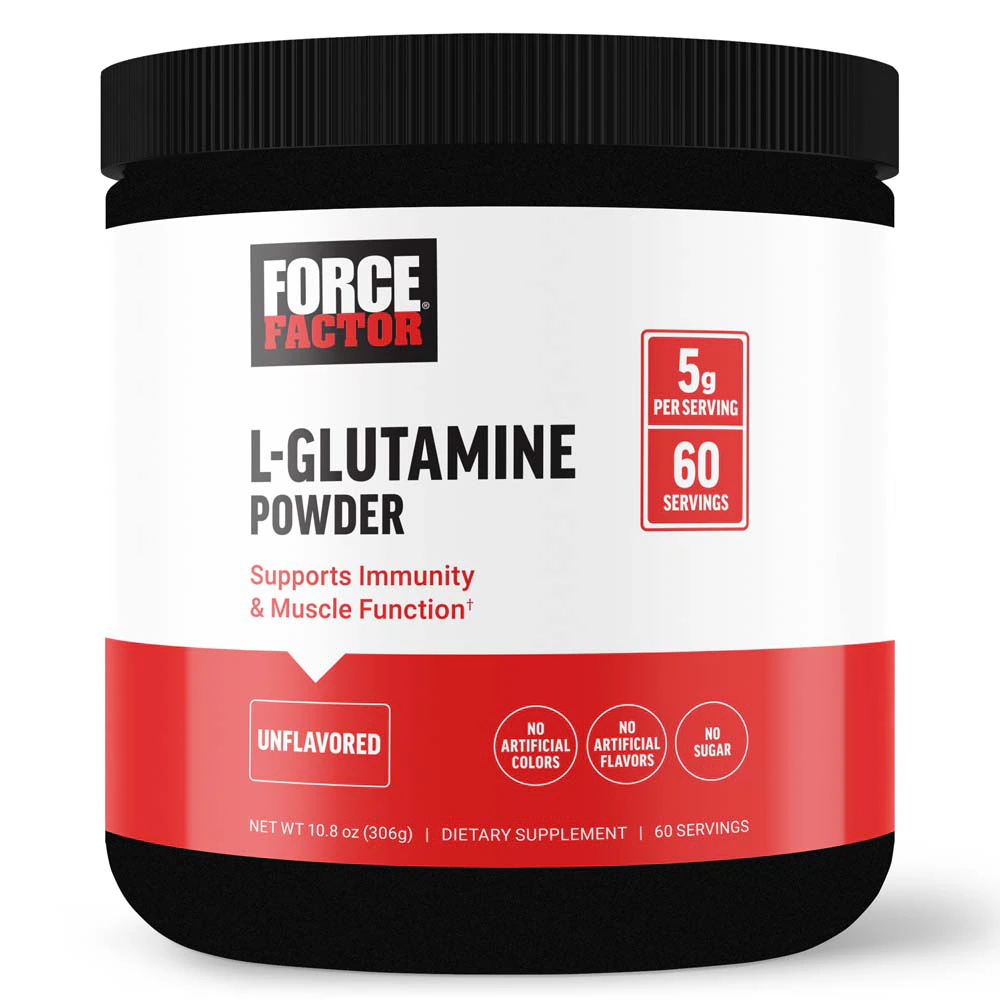 Force Factor L-Glutamine Powder Unflavored -- 5 g - 60 Servings