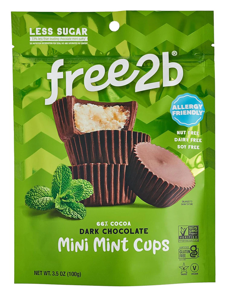 Free2b Dark Chocolate Cups Mini Mint -- 3.5 oz