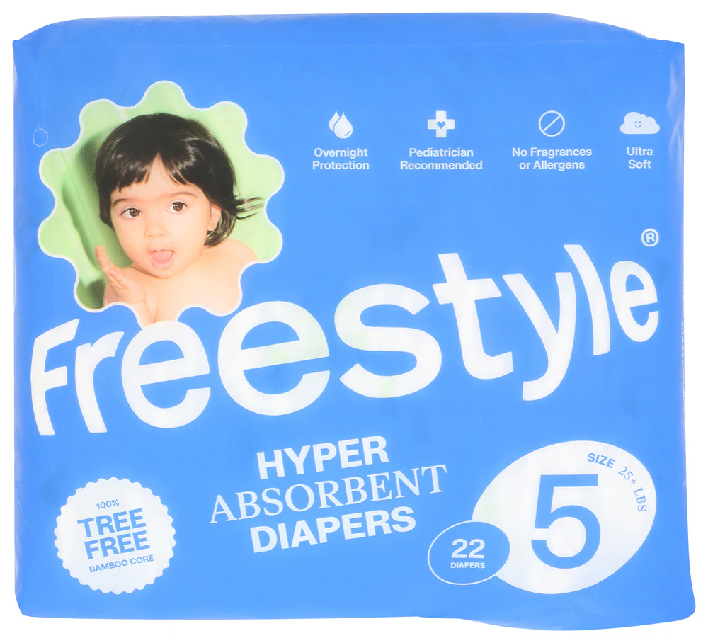 Freestyle Diapers Hyper Absorbent 22 Diapers -- Size 5