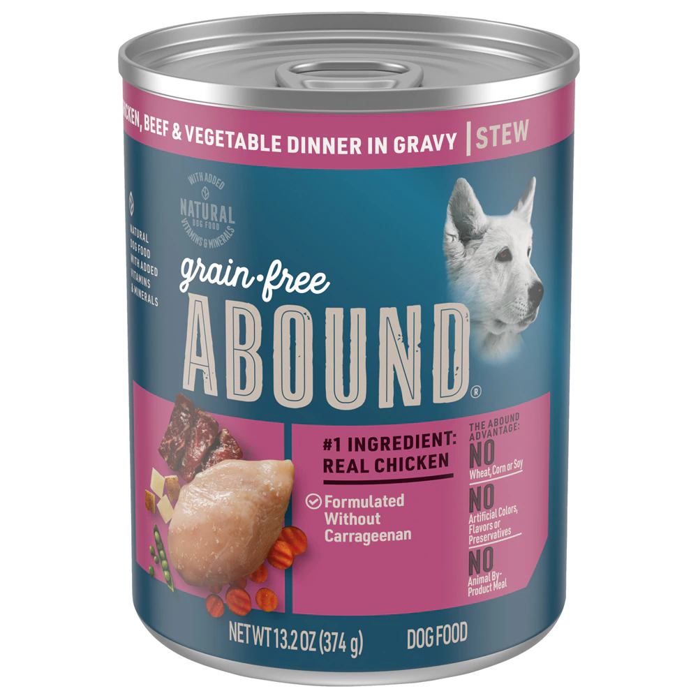 Abound Grain Free Natural Dog & Puppy Wet Food Beef & Vegetable -- 13.2 oz