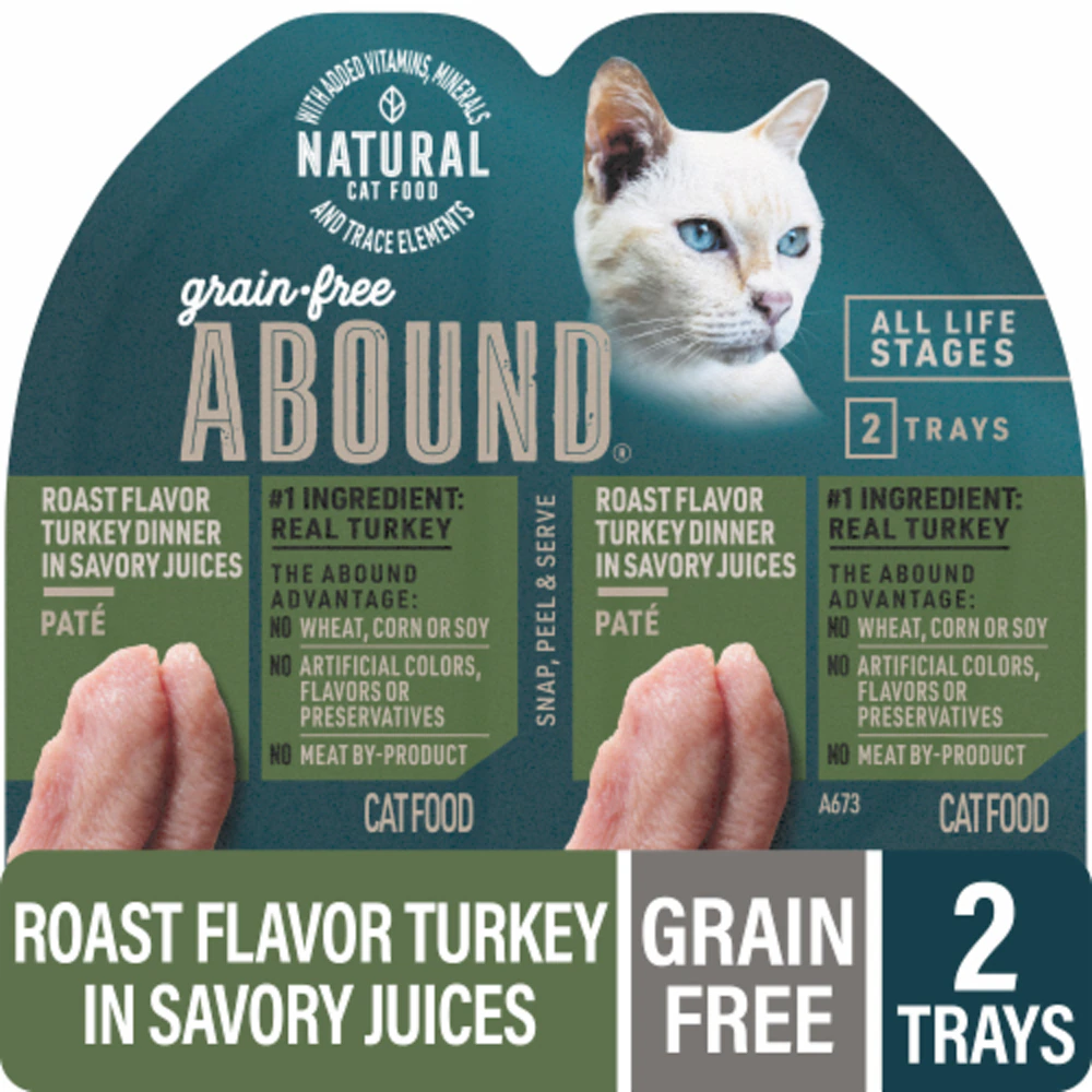 Abound Grain Free Wet Cat Food Pate Roast Turkey Dinner -- 2.6 oz