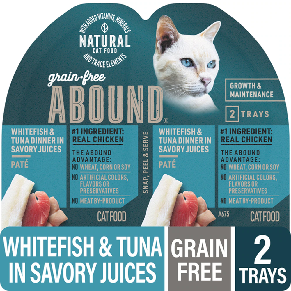Abound Grain Free Wet Cat Food Pate Whitefish & Tuna Dinner -- 2.6 oz