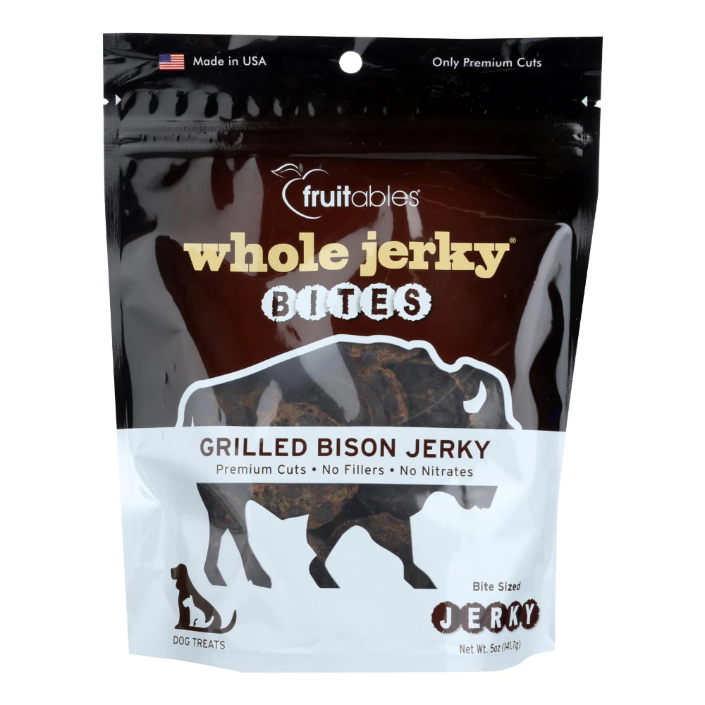 Fruitables Whole Jerky Bites Dog Treats Grilled Bison & Apple -- 5 oz