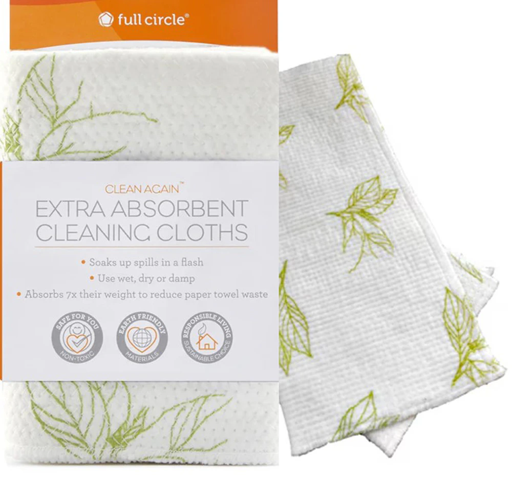Full Circle Clean Again Extra Absorbent Cleaning Cloths Tree Buds -- 2 Cloths