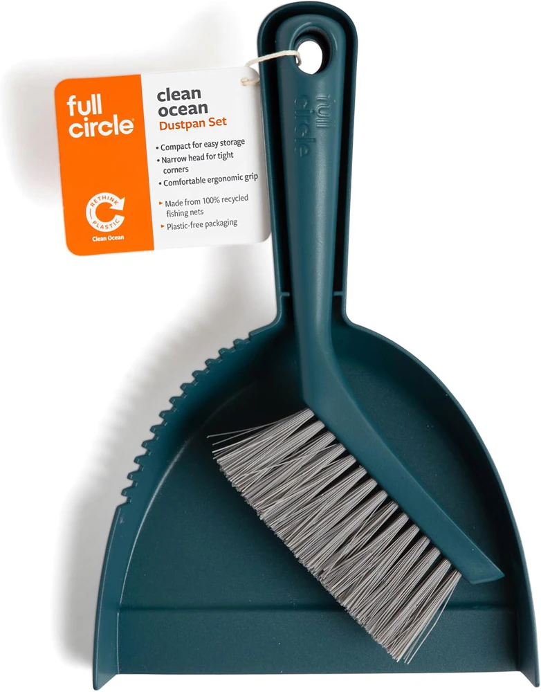 Full Circle Clean Ocean Dustpan Set Teal -- 2 Pieces
