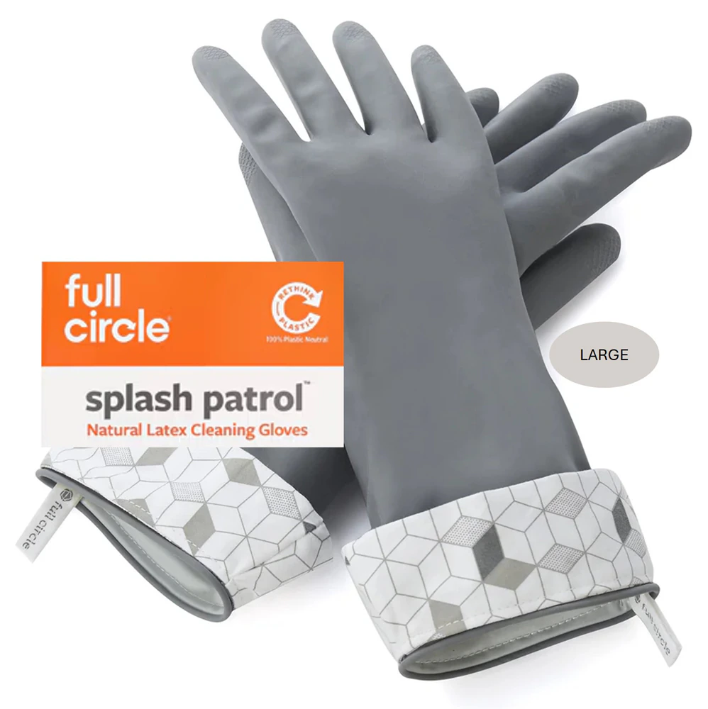 Full Circle Splash Patrol Natural Latex Cleaning Gloves Size L Gray -- 1 Pair