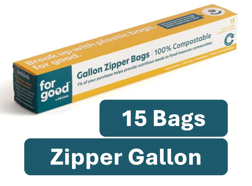 Full Circle Zipper Gallon Bags Compostable -- 15 Bags