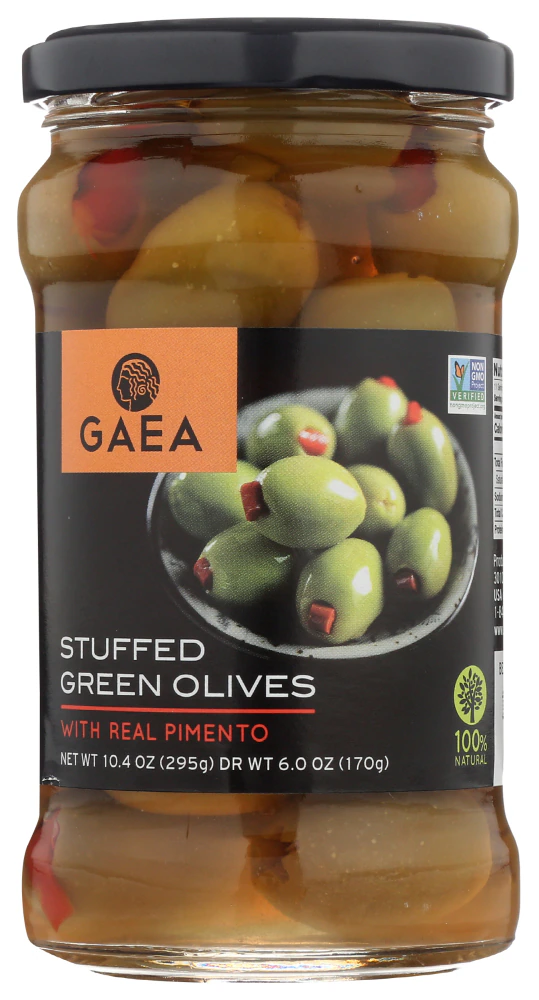 Gaea Natural Pimento Stuffed Olives -- 6 oz
