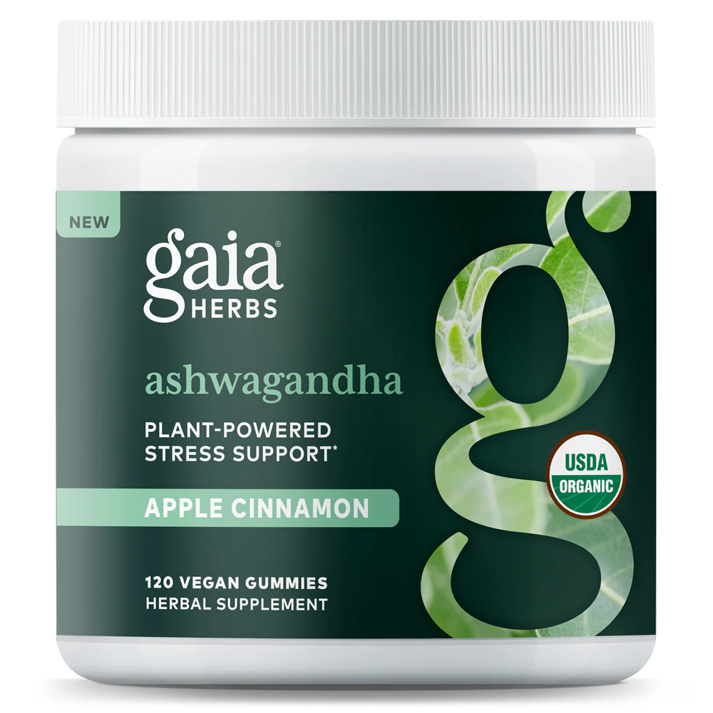 Gaia Herbs Ashwagandha Gummies Apple Cinnamon -- 120 Vegan Gummies