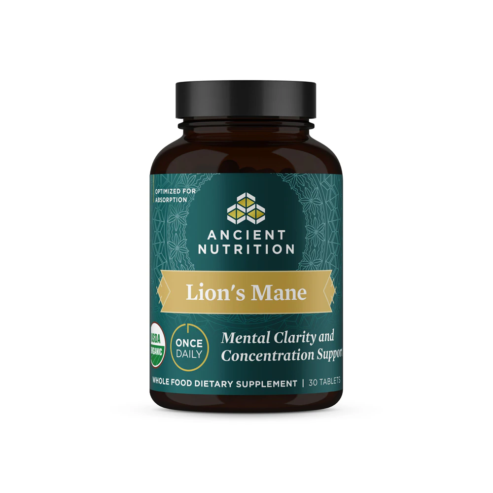 Ancient Nutrition Organic Lion's Mane Mental Clarity and Concentration -- 30 Tablets