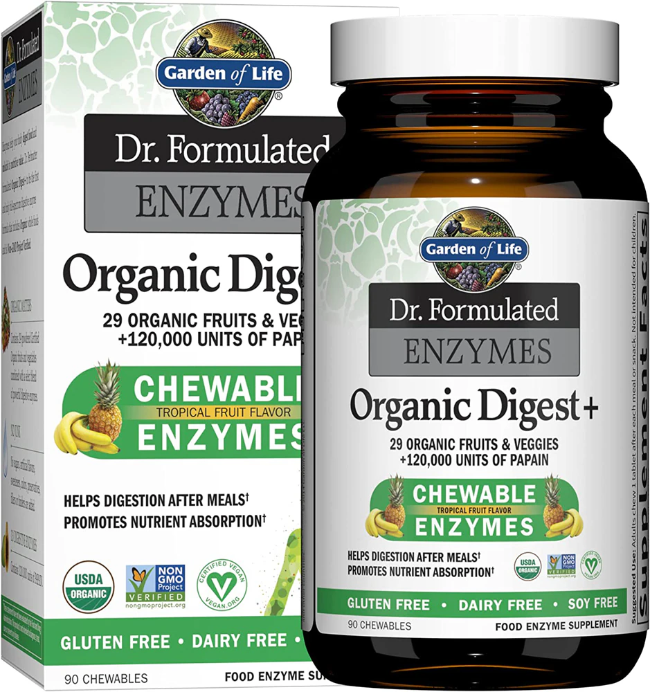 Garden of Life Dr. Formulated Enzymes Organic Digest + Tropical Fruit -- 90 Chewables