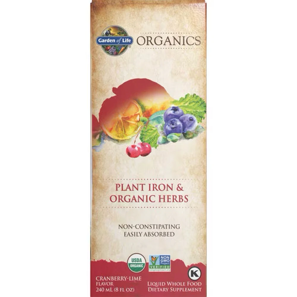 Garden of Life Organics Plant Iron & Organic Herbs Liquid Cranberry-Lime -- 8 fl oz