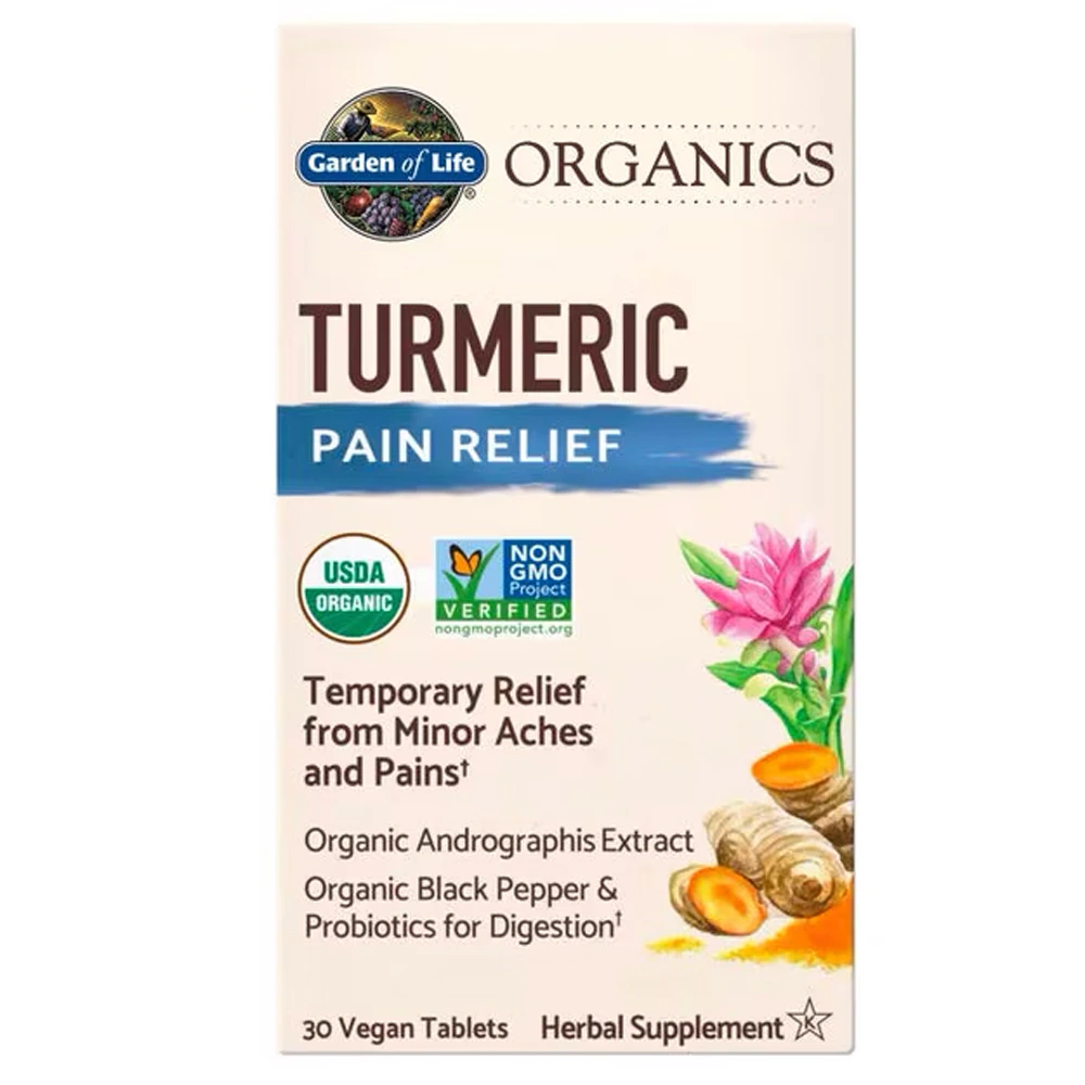 Garden of Life Organics Turmeric Pain Relief Herbal Supplement -- 30 Vegan Tablets