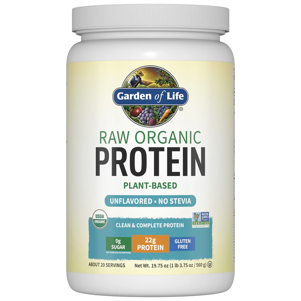 Garden of Life RAW Organic Protein Plant-Based Formula Unflavored -- 19.75 oz