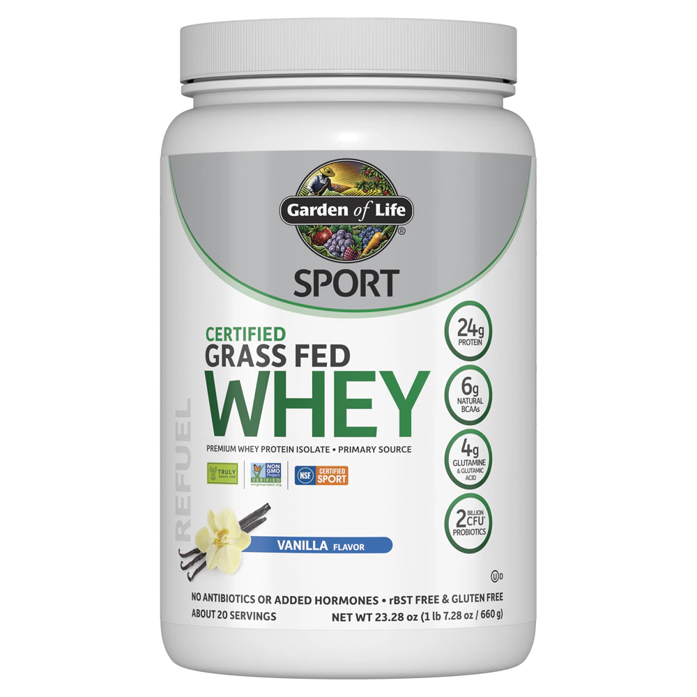 Garden of Life Sport Certified Grass Fed Whey Protein - NSF Certified for Sport Vanilla -- 20 Servings