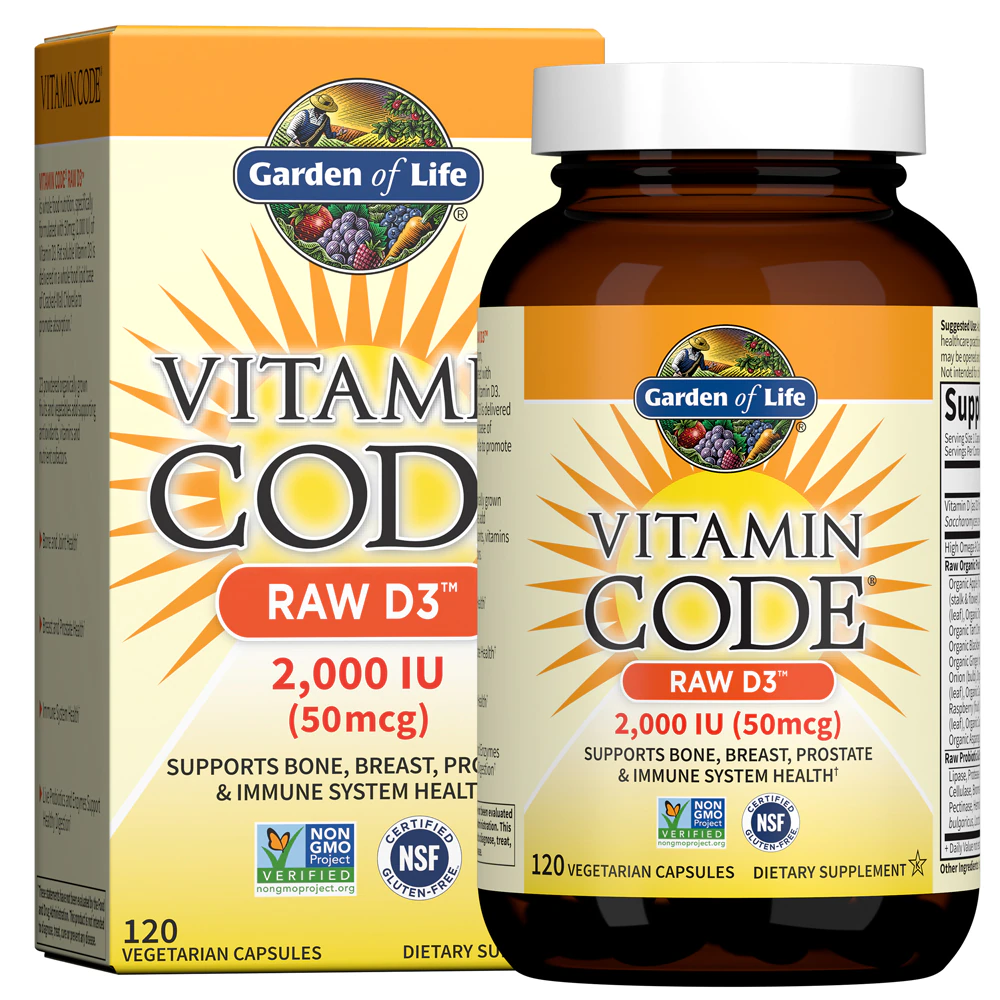 Garden of Life Vitamin Code RAW D3 -- 2000 IU - 120 Vegetarian Capsules
