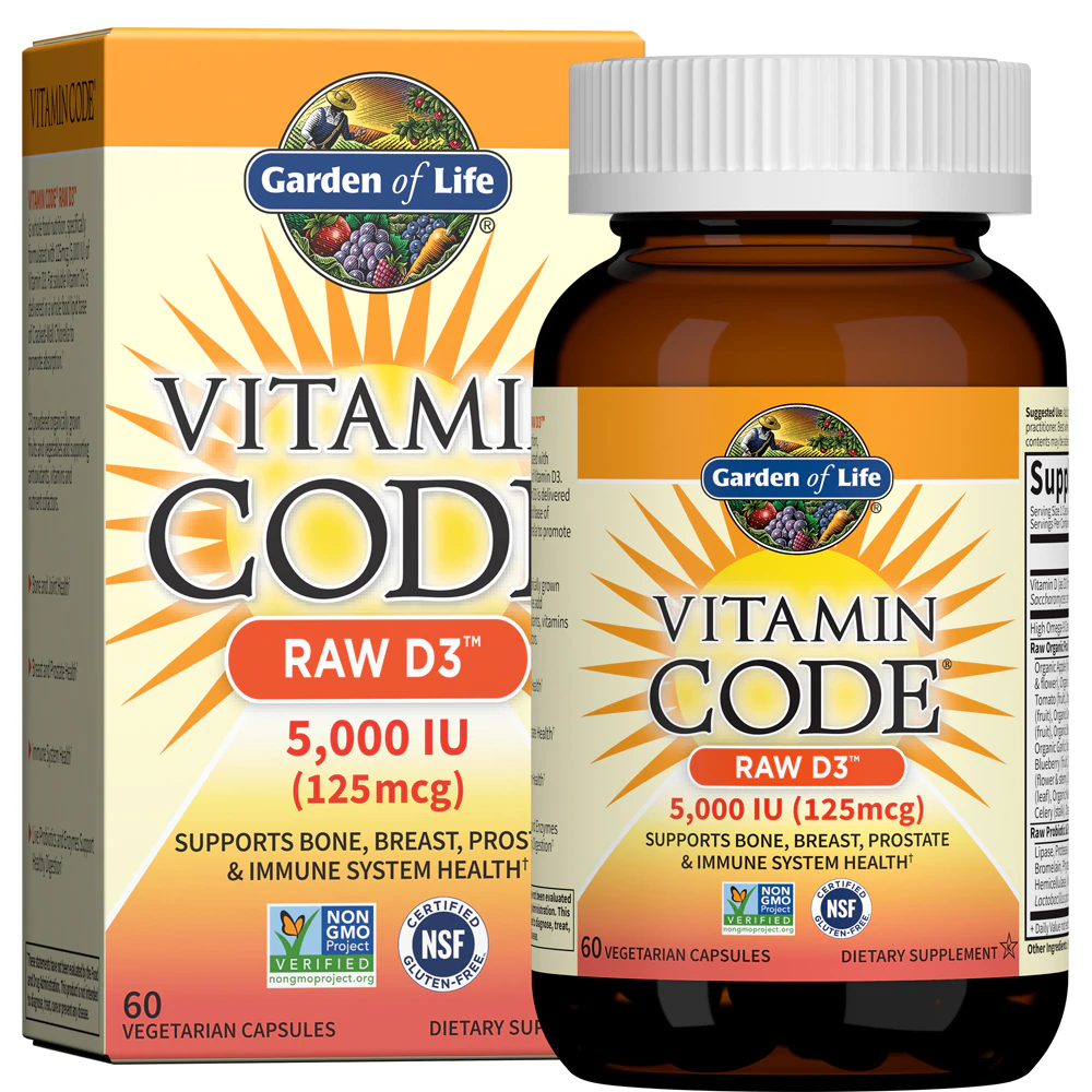 Garden of Life Vitamin Code RAW D3 -- 5000 IU - 60 Vegetarian Capsules
