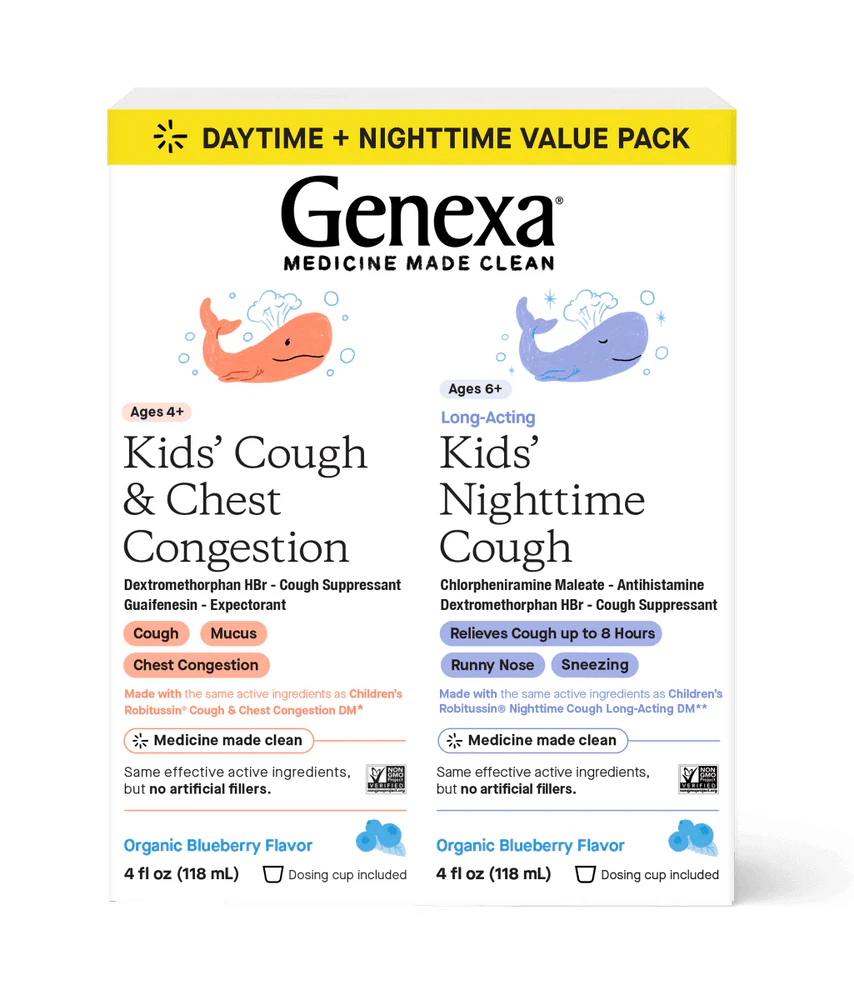 Genexa Kids Cough & Chest Congestion Liquid Daytime + Nighttime Ages 6+ Blueberry -- 8 fl oz