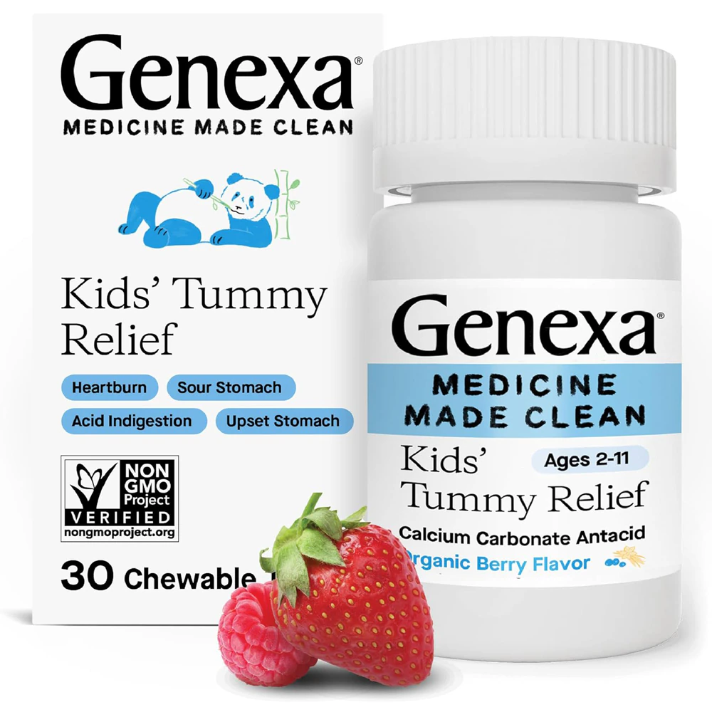 Genexa Kids Tummy Relief Calcium Carbonate Antacid Ages 2-11 Berry -- 30 Chewable Tablets