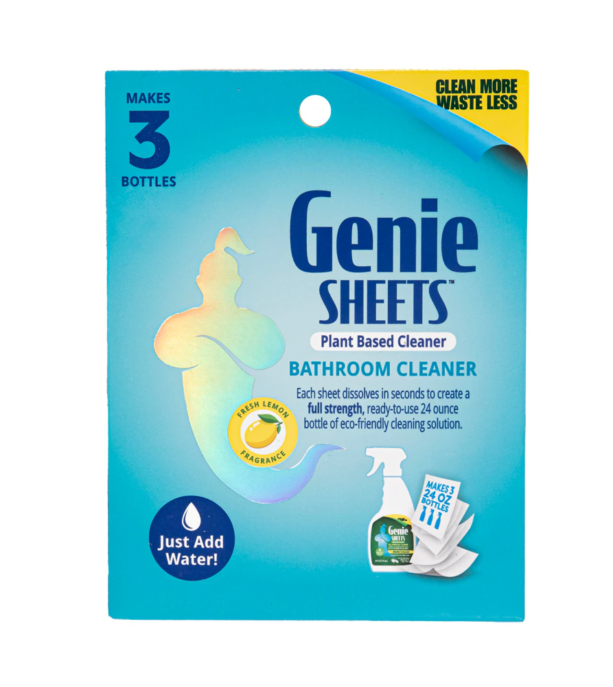 Genie Sheets Bathroom Cleaner Sheet Plant-Based Fresh Lemon -- 3 Sheets