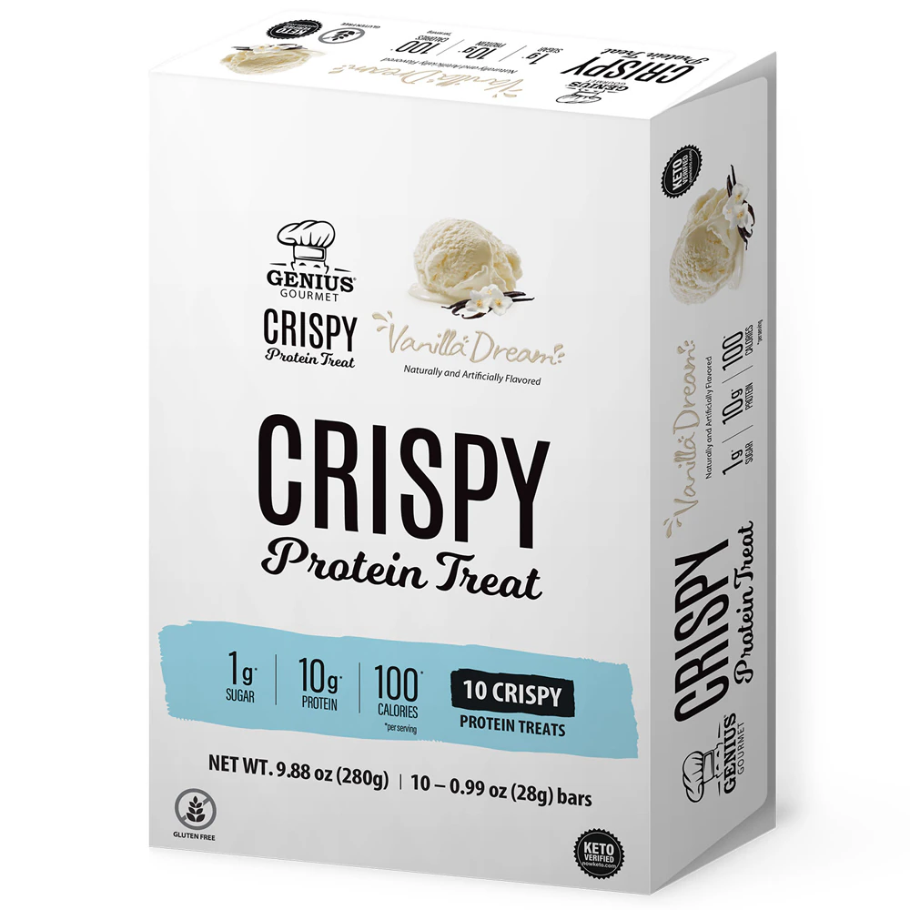 Genius Gourmet Crispy Protein Treat Vanilla Dream -- 10 Bars