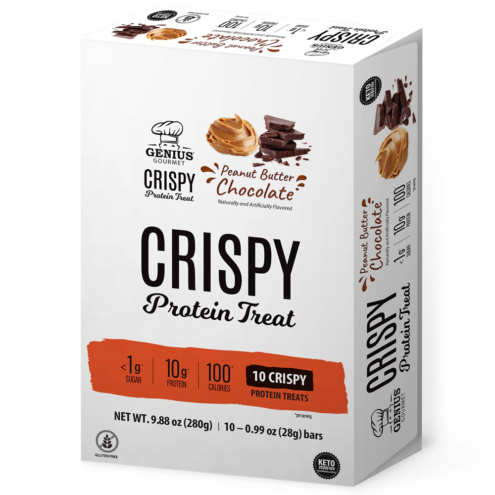 Genius Gourmet Crispy Protein Treat Peanut Butter Chocolate -- 10 Bars