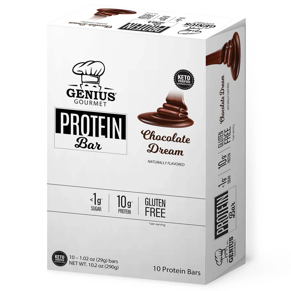 Genius Gourmet Protein Bar Chocolate Dream -- 10 Bars