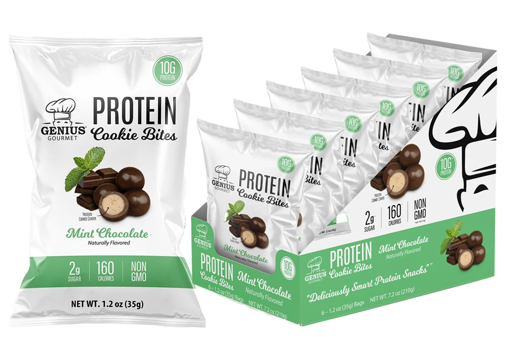 Genius Gourmet Protein Cookie Bites Mint Chocolate -- 6 Packs