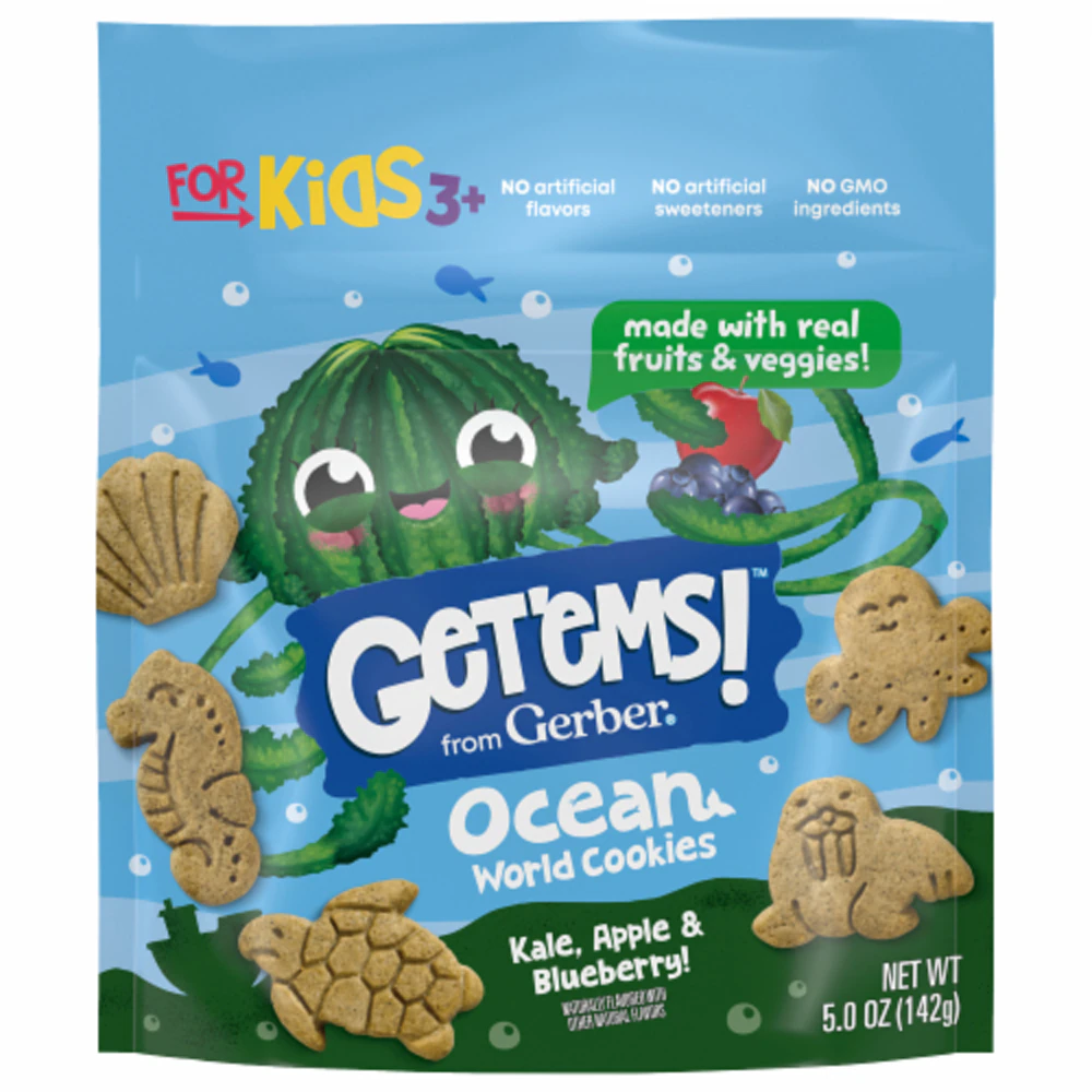 Gerber Kids Get'ems Cookies Kale Apple Blueberry -- 5 oz