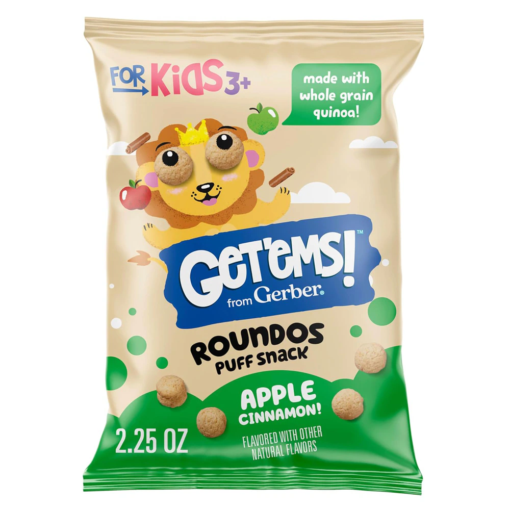 Gerber Kids Get'ems Roundos Puff Snack Apple Cinnamon -- 2.25 oz