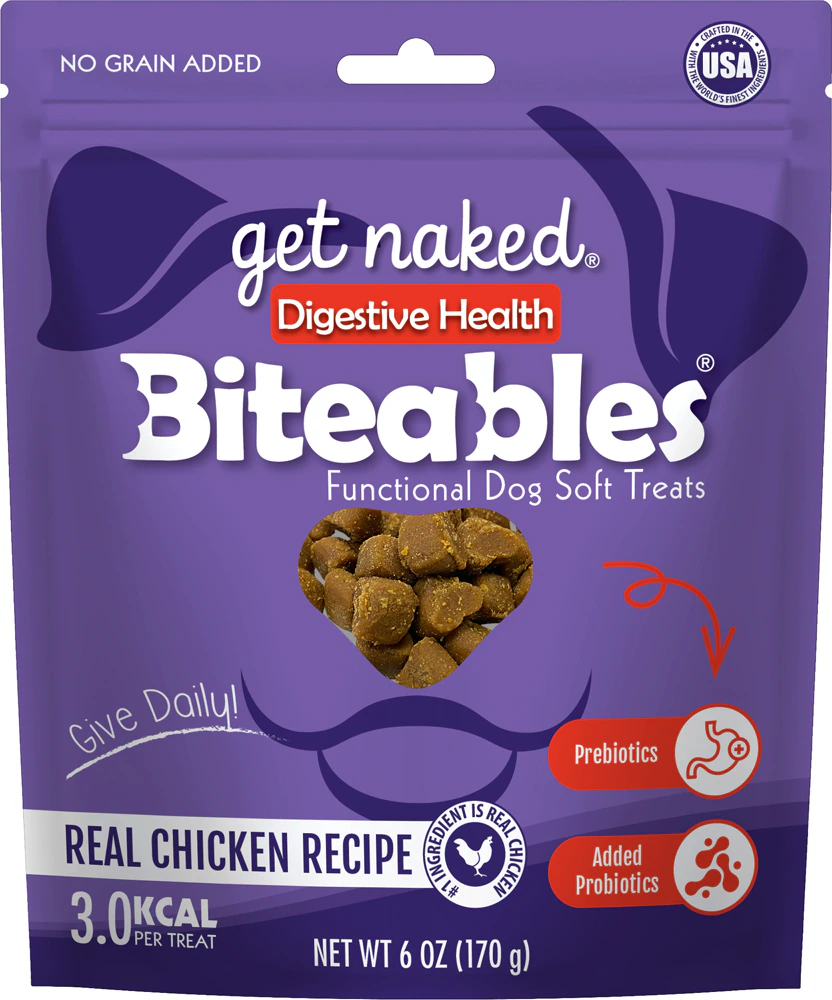 Get Naked Biteables Functional Dog Soft Treats Digestive Health Chicken Recipe -- 6 oz