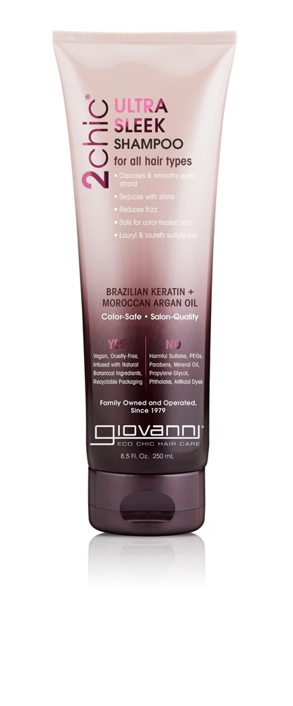 Giovanni 2chic Ultra-Sleek Shampoo with Brazilian Keratin and Argan Oil -- 8.5 fl oz