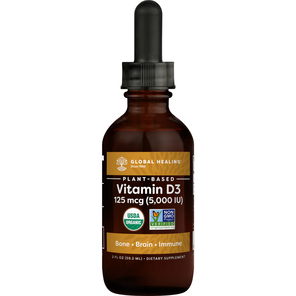 Global Healing Plant- Based Vitamin D3 -- 125 mcg - 2 fl oz