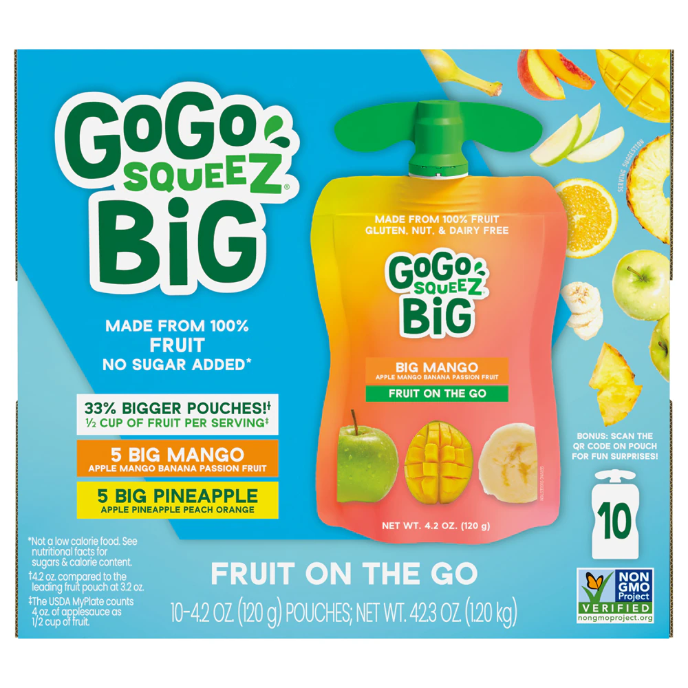 GoGo Squeez GoGo Big Squeez Fruit On The Go Variety Pack -- 10 Pouches